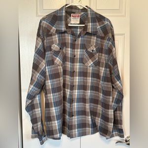 Wrangler‎ Shirt Mens 3XL Plaid Pearl Snap Button Up Long Sleeve Western Wear